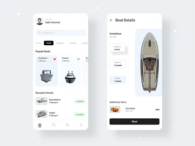 Boat Rent App 3d animation dailyui graphic design logo motion graphics ui ux