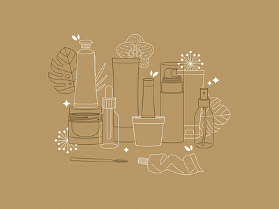 Cosmetics illustration botanical cosmetic illustration line line art minimalist organic vector