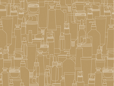 Cosmetic seamless pattern cosmetic gold illustration line minimalist pattern vector xara