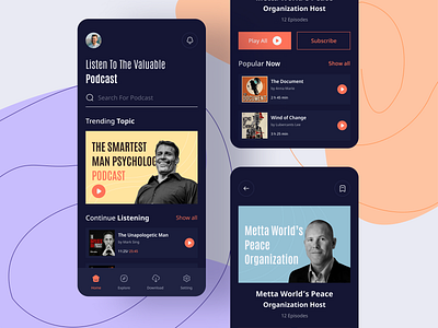 Podcast App app app design app ui app ui design design podcast podcast app podcast app design uihut visual visual design