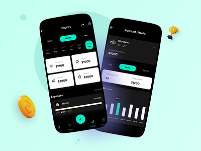Expense Tracker App account bangladesh bank budget business dark design expense ios planner service tracker ui ux