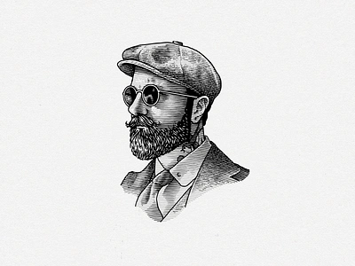 Portrait Illustration artwork craft drawing engraving etching handdrawn hipster illustration line art magazine man portrait scratchboard shading vintage woodcut