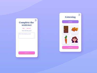 Linguini, exercises, part 2 adobe illustrator app design education figma foreign languages illustration languages mobile app study typography ui ux vector