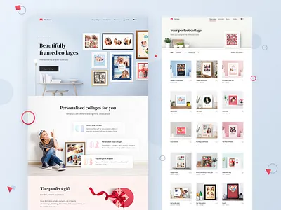 Website for an Online Collage Gift Store clean collages design ecommerce elegant landing page photo photos picture picture frame productdesign rame ui ux web design