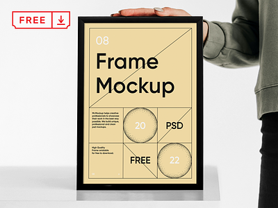 Free Women Holding Frame PSD Mockup branding design download frame free freebie identity illustration logo mockup poster psd template typography