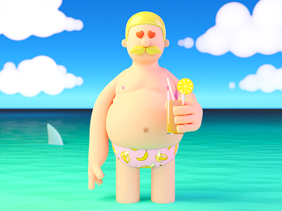 Beach, Juice and You 3d 3d animation 3d art 3d design 3dcharacter 3dillustration animation beach blender3d blue character characterdesign clean design graphic design illustration motion graphics summer ui