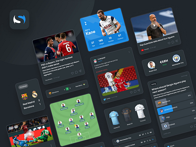 Scorer. Flexible and re-usable design system cards design design system elements figma match news score sport ui user interface ux