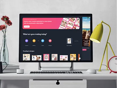 Phototastic Collage App for Windows app app design clean collagemaker collages dark design elegant image editing app main page photo product design sticker ui ux windows windows app