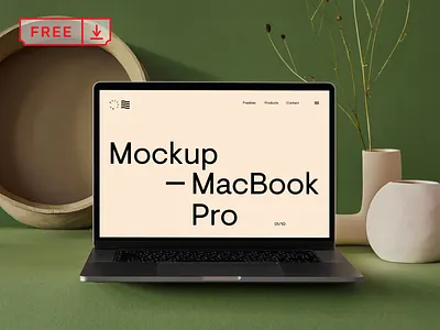 Free MacBook Pro with Vase Mockup branding design download free freebie identity logo macbook mockup psd template typography website
