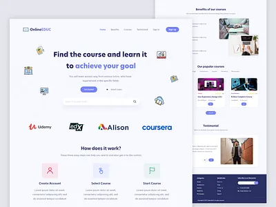 Learning Platform Website UI clean course course website courses design e learning education landing page learning learning platform online education online learning platform training ui web web page web ui webdesign website