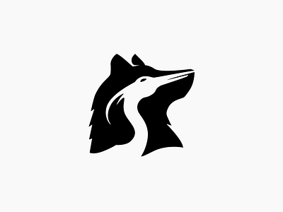 Heron Wolf animal black concept heron icon mark monochrome negative space sleek white wolf