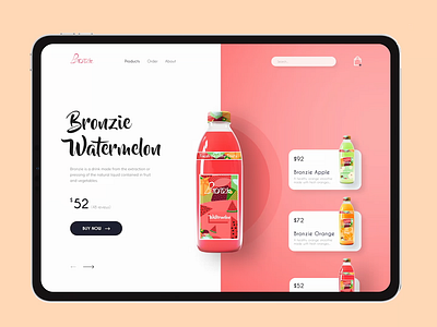 Bronzie Website | Product Page beverage design drink homepage landing page minimalistic motion graphics product details product landing page product packaging product page typography ui uidesign uiux ux web web animation website design webui