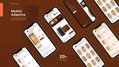 Mobile application for Dorjabd branding brown background e commerce site ios app mobile ui online doors