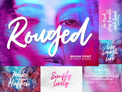 Rouged app branding brush design elegant flat font illustration logo typography ui