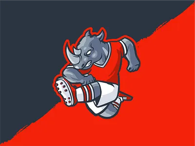 Rhino football player character mascot design branding design dribbble euro euro2021 flat football illustration league logo rhino soccer vector