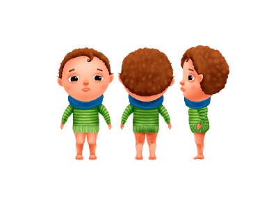Sick 'en sad boy animation boy cartoon cg character children illustration kid kids sad sick