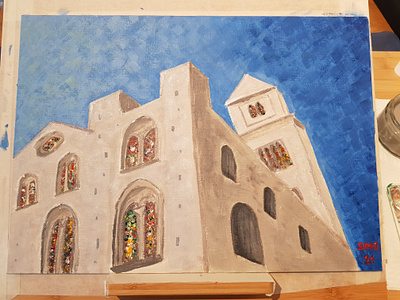 Church acrylics art brushes canvas church dribbble illustration italy paint painting