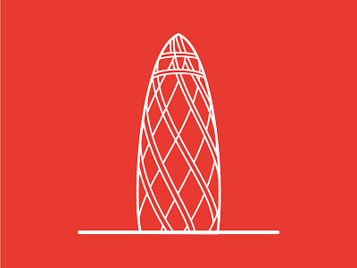 The Gherkin, London architecture britain british building city england flat design flat illustration gherkin iconset illustration landmark line art london red skyline symbol tourism travel vector illustration