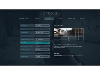 New Warzone Settings design game settings ui