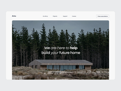 Arka - Building Company Landing Page building design dribbble figma flat graphic design house minimal ui uidesign ux uxui