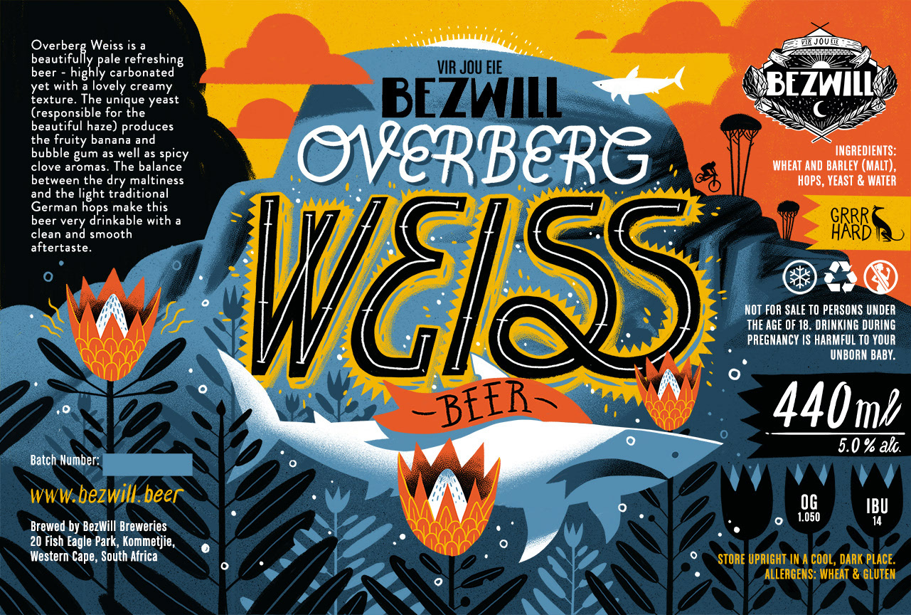 Beer label beer design digital folioart gerhard van wyk illustration landscape packaging