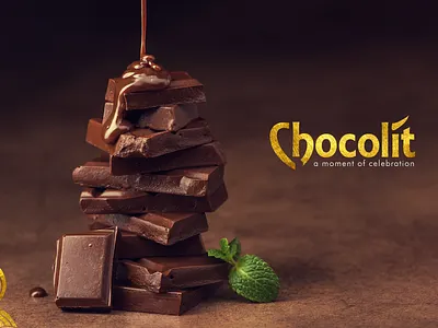 CHOCOLIT LOGO 3d adobe art branding chocolate concept design food gold graphic design identity illustration lit logo luxury luxury brand packaging socialmedia