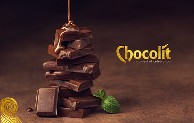 CHOCOLIT LOGO 3d adobe art branding chocolate concept design food gold graphic design identity illustration lit logo luxury luxury brand packaging socialmedia