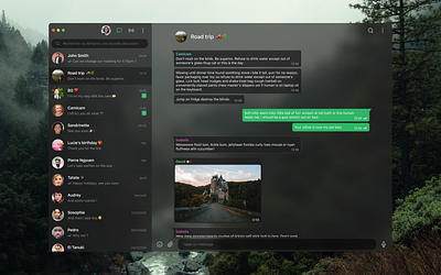 WhatsApp - Dark with glassmorphism dark mode desktop app glassmorphism messaging ui