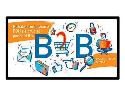 B 2 B b to b business illustration clean style e commerce e commerce online sales online shop orange tech illustration