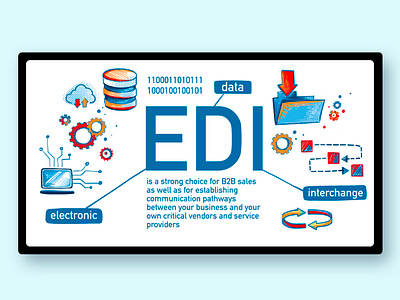 EDI blue and orange business illustration clean style computers online sales online shop tech illustration