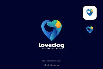 Love and Dog Gradient Logo 3d 3d letter abstract animation branding concept creative design dog graphic design illustration logo love motion graphics synthwave typography ui vector