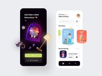Audio Story Books App UI adobe xd app ui audio app audio books book app design graphic design interface mobile design reading story app ui uiux