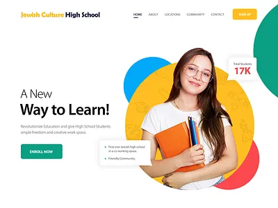 Minimalist website for a Jewish Cultural High School adobe photoshop branding college website color dribbble dribbbleweeklywarmup e learning education education website graphic design high school website logo modern design online courses online school school website students uidesign web design website design