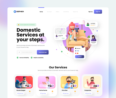 Domestic services web concept UI adobe xd app ui design domestic services graphic design illustration interface mobile design services services app ui uiux