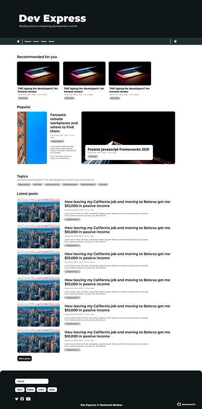 Dev Express - Developer Blog (Upper Half) blog blogging content css design illustration ui web