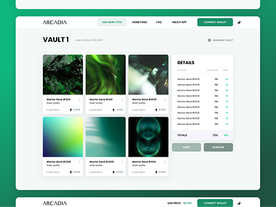 ARCADIA FINANCE light mode app ui ui ui design vault website website design