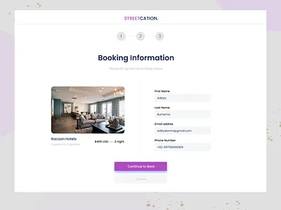 Booking Form _ Streetcation booking order form