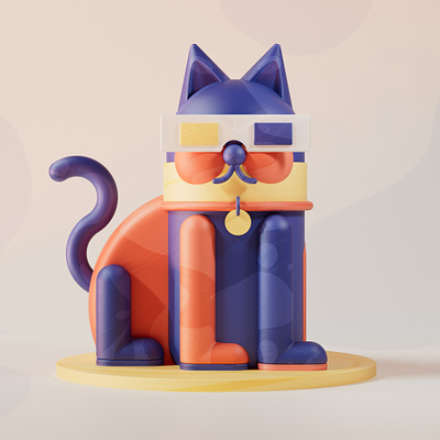 RetroCat 3d animal animation cat character color design glasses illustration motion motion graphics