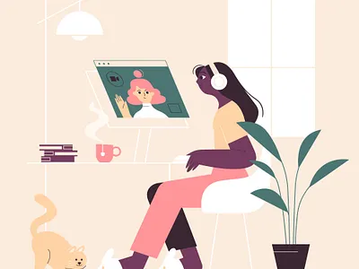 Work from home character design illustration lemonly
