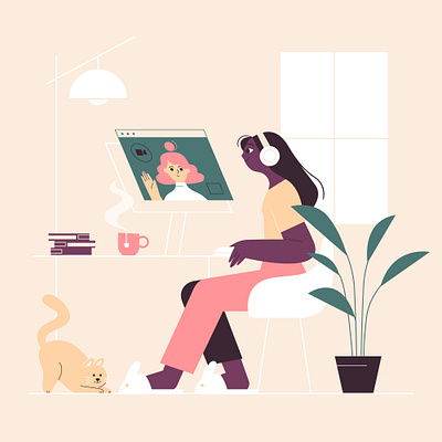 Work from home character design illustration lemonly