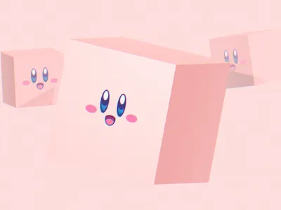 Three square kirbycs :) 3d animation kirby mario nintendo video games