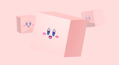 Three square kirbycs :) 3d animation kirby mario nintendo video games