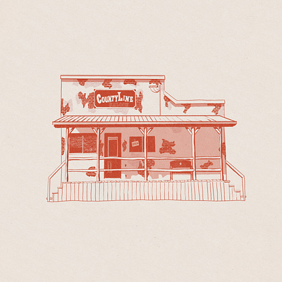 County Line Saloon Spot Illustration bar country county design drawing illustration saloon