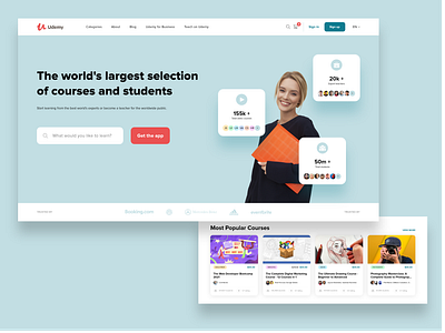 Udemy Landing Page Redesign adobe xd e learning landing page online learning udemy ui uidesign ux ux design web design
