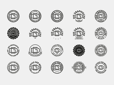 DieGraphische Monogram Badge Logo Designs badge design graphic design highschool icon logo monogram typography vintage