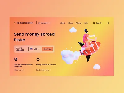 Money transfer landing (Figma) design figma landing money transfer ui