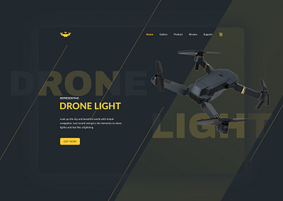 DroneLight Shop Concept Project black concept project dark design dji drone e commerce mavic transparent ui ux web web design webflow yellow