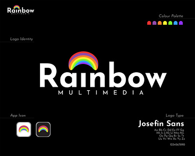 "Rainbow Multimedia Logo" branding creative design flat graphic design illustration illustrator inspiration logo logo design logo identity media media logo minimal multimedia rainbow ui ux vector