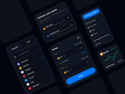 Trading Tool UI Component blockchain component crypto cryptocurrency dark mode minimla network swap trade trading ui kit web web3