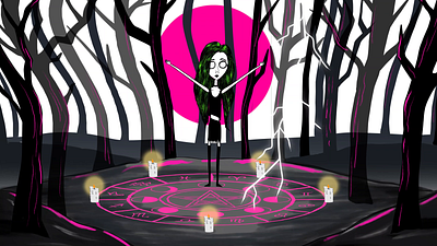 LEVEL UP Summoning Visual Loop 2d animation after effects animation dark digital illustration frame animation graphic design halloween illustration motion graphics pink procreate spooky